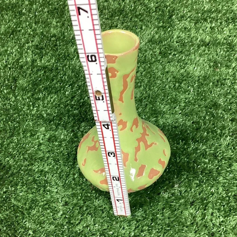 Vintage Bud Vase Green Drip Glaze